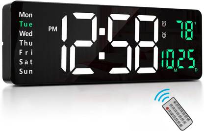 JANCOM Digital Large LED Display Wall Clock with Temperature & Date – Battery & USB Powered Clock