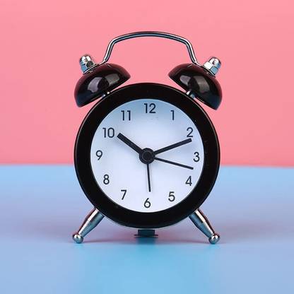 Adhvik Analog Metal Body Cute Small Mini Twin Bell Shaped Alarm Clock with Soft Alaram Sound Clock