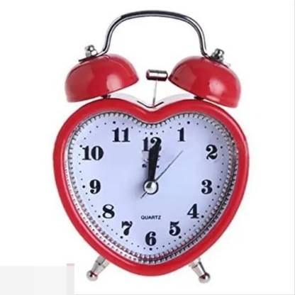 brothers entarprises Analog Heart Shape, Metal Analogue Twin, Loud Sound Bell, Table Alarm Clock Clock