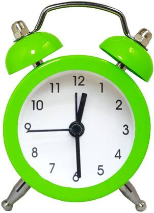 Adhvik Analog Metal Body Cute Small Mini Twin Bell Shaped Alarm Clock with Soft Alaram Sound Clock