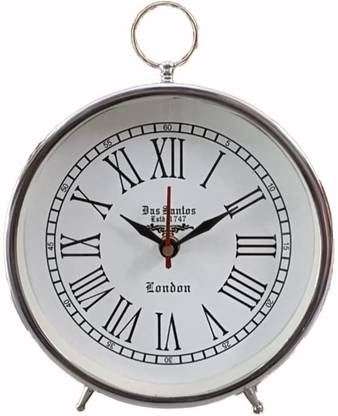 NORVILLE Analog Silver Table Clock For Study Table, Officer desk, Home decor, Showpeice, Gift Clock