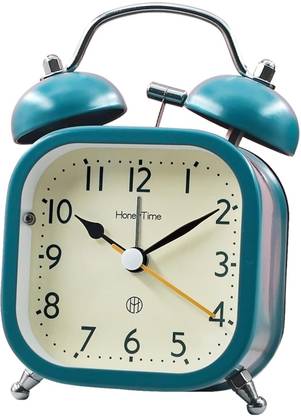 VVG TRADERS Analog Vintage Twin Bell Table Alarm Clock with Night LED Light Heavy Slippers Extra Clock