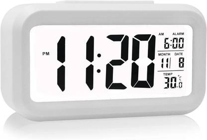 Estervig Digital Alarm Clock Table Clock for Study Loud Desk Alarm Clock for Heavy Sleepers White Clock