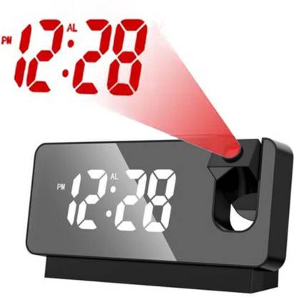 MARS Digital Alarm Clock with LED projector&Screen Black Clock