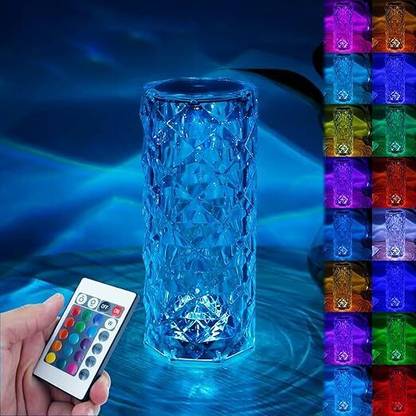 CRYO 16 Color Changing Crystal Diamond Table Lamp, USB Rechargeable Night Lamp