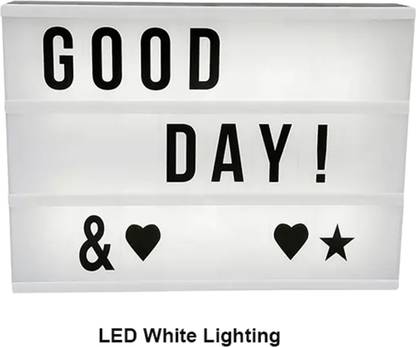 OPNBX LED Light Message Box |Create Personalized Messages With 96 Letters| Black/White Table Lamp