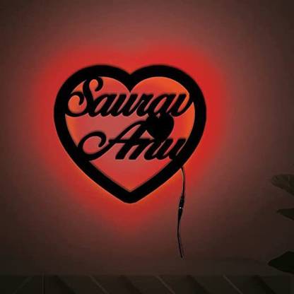 Puff And pass LED Couple Name Plaque can customize with your Names, Heart Shaped Table Lamp