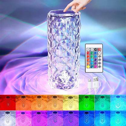 ZURU BUNCH 3D LED Crystal Table Lamp Diamond Rose 16 Colors Night Light Touch Atmosphere Table Lamp