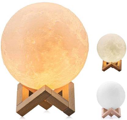 DMS Moon Lamp with Touch Control Adjust Brightness with Wooden Stand 3D Print Night Lamp