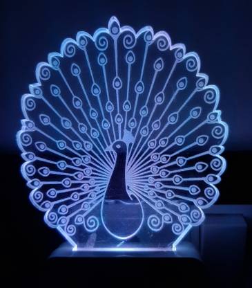 J-Bizz peakok 3D Illusion Night Lamp with 7 Multicolor & Suitable for Bedroom Night Lamp