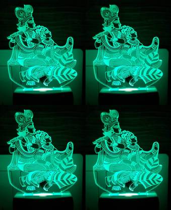 NavyaGoldWinner Krishna& Radha 3DNightLamp Come with 7Multicolor &3D Design for Room(PACK OF 4) Night Lamp