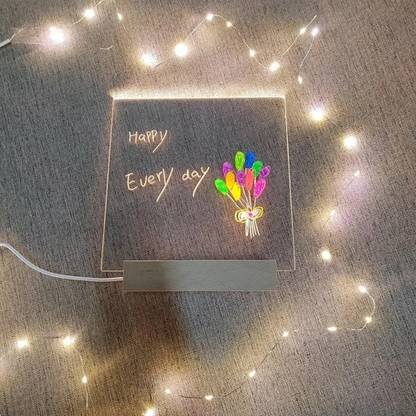 TheWhiteParrot Acrylic Led Night Lamp/Square Shape Wooden Led Lamp/Message Board/Drawing Board/ Night Lamp