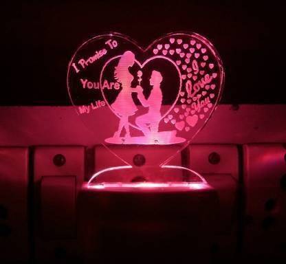 Grishma Fashion 3D Illusion LED Light Night Lights for 7 Colors Led Changing Lighting Bedroom Decoration Decorative Lighting Gifts for Boys Girls Kids Baby Friends LOVE PRAPOSAL COUPLE AND YOU ARE MY LIFE WITH I LOVE YOU Night Lamp ( 5 cm, Multicolor ) Night Lamp (10 cm, Multicolor) Night Lamp