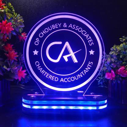 Kosgai Best Customised Chartered Accountant CA Tabletop LED Multicolor NamePlate Gift Table Lamp