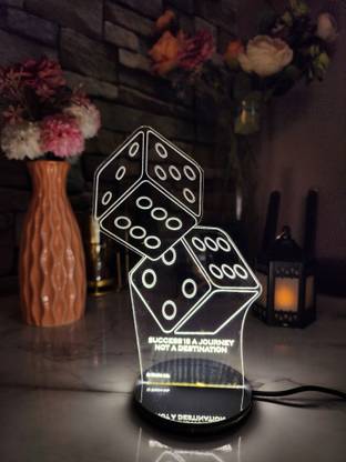 CreativesArts Dice Beautiful 3D IllusionDecorative Table NightLamp For Gift,Anniversary,Couple Night Lamp