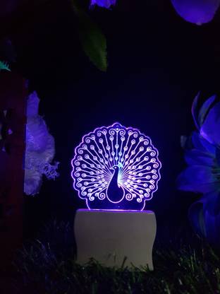Success 3d illusion led light color changing PEACOCK Night Lamp
