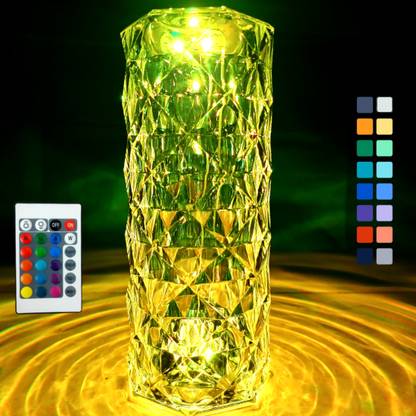 SS Retail Crystal Rose Table Lamp, USB Rechargeable Table Lamp, RGB LED Table Lamp