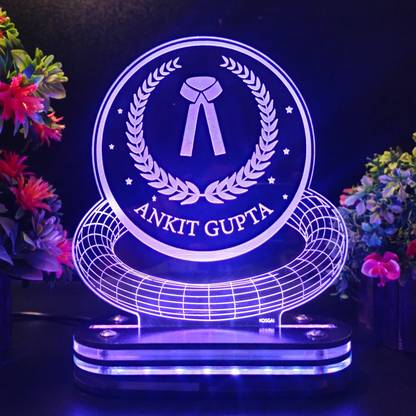 Kosgai Customized Gift For Lawyer Advocate 3D LED Multicolor Name Plate With Symbol. Table Lamp