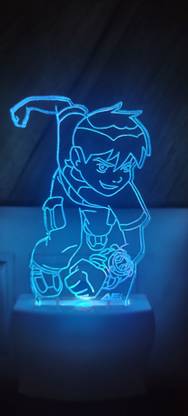Omniverse Acrylic 3D Illumination Cartoon Ben10 Ship Night Lamp with Multicolor Color (12 cm) Night Lamp