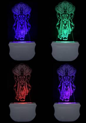 jatin The Lord Vishnu 3D illusion Led Night Lamp comes with 7 Multicolor (Pack of 4) Night Lamp