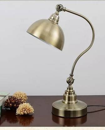 Prop It Up Glass & Metal Banker's style, Green shade, Brass finish Table lamp (Antique, 29x21x42) Table Lamp