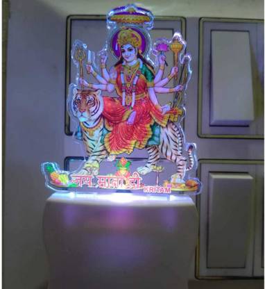 KRITAM The Maa Sherawali3D Change 7 multicolor night lamp for bedroom Night Lamp