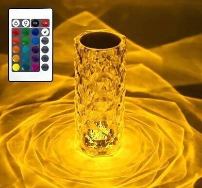 Taveesa Rose Diamond Table Lamp, 16 Colors RGB With Touch And Remote Control h132 Table Lamp