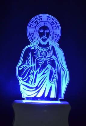 Giftwala The Jesus Night Lamp Come with 7 Multicolor & 3D Illusion Design for,Room,Lobby Night Lamp