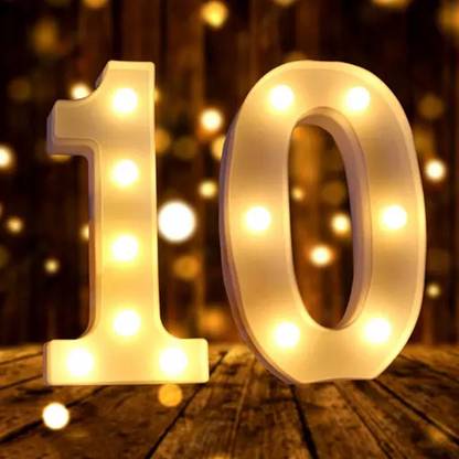 Party Parindey 10th Tenth Ten Marquee Number Led Light For Decoration Night Light Lamp Night Lamp
