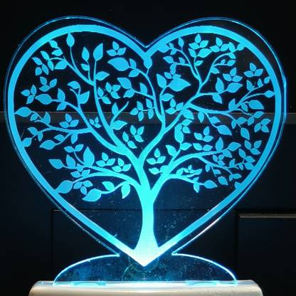 Talgo HEART TREE Acrylic 3D Illusion RGB 7 Colour Changing LED Plug n Play Night Lamp