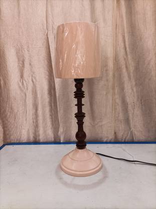 AH CREATIONS Handcrafted sheesham wood metal lamp (peach color) Table Lamp