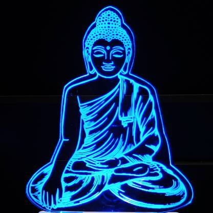 Red Robin GAUTAM BUDDHA Acrylic 3D Illusion RGB 7 Colour Changing LED Plug n Play Night Lamp