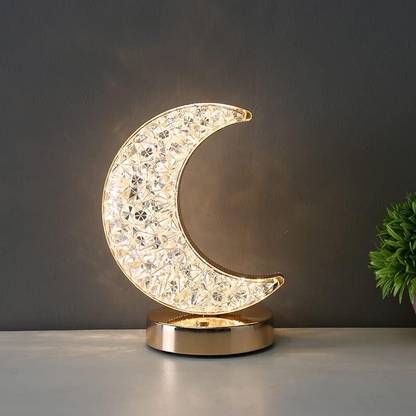 grofly Moon Shape Lamp,Ramadan Decoration Desk Lamp,3 Colors Touch Starry Lamp for Kids Night Lamp