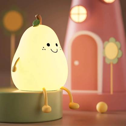 MILONI USA Cute Pear Night Light for Kids Silicone Night Color Changing Lamp to Decor Room Night Lamp
