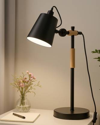 Homesake Nordic Style Metal Desk Lamp ,Modern Minimalist Lamp with Solid Natural Wood, Table Lamp