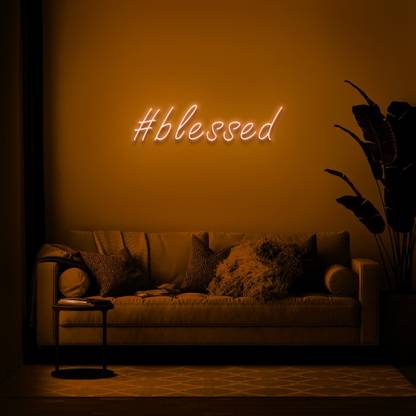 AS GLOWSIGNS #blessed Orange Neon LED Light Size (10 X 18) inch Night Lamp