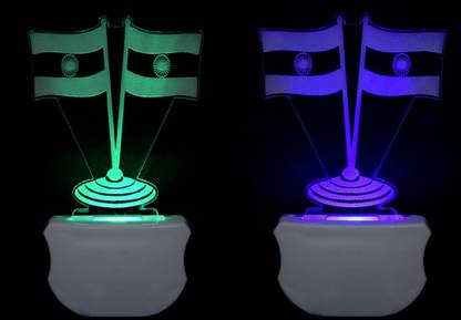 BHAGIRATHI TRADERS The Tiranga Flag 3D illusion 7 Multicolor lighting effect (PO2), Night Lamp