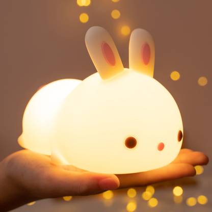 HENVE Silicone Bunny Night Light,Squishy Lamp Home Decor Bedside Lamp ForKids,Nursery Night Lamp