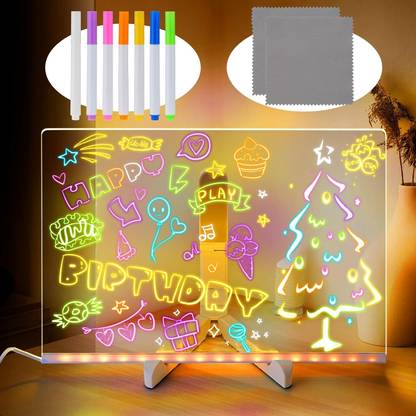 ZODZE 3d Acrylic LED Message Board, LED Message Board With Pen(30 x 20cm) Table Lamp