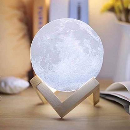 JM SELLER Color Changing 3D Moon Night Lamp for Home Decorative Fancy Night Lamps for Bedroom Lights for Adults and Kids Home Room Beautiful Indoor Lighting Night Lamp (12 cm, White::Multicolor) Night Lamp