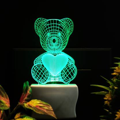 Red Robin TEDDY BEAR 3D Acrylic Illusion RGB 7 Colour Changing LED Plug n Play Night Lamp
