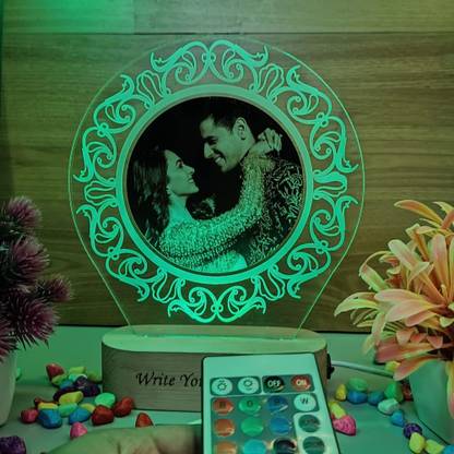 Shayona Personalized 3D LED Photo Lamp, Round Shape, Anniversary Gift for Couples, Night Lamp