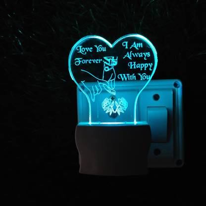 kampbros LOVE YOU FOREVER Acrylic 3D Illusion RGB 7 Colour Changing LED Plug and Play Night Lamp