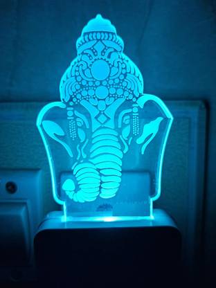 UK Store The Ganesh 3D NightLamp Come with 7 Multicolor & 3D Design for Room (PACK OF 2) Night Lamp