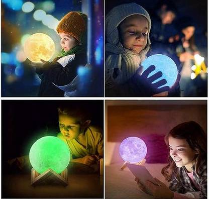 Omwati Enterprises 3D Moon Lamp 7 Colour 15 cm Changeable Sensor Moon Night Lamp Table Lamp