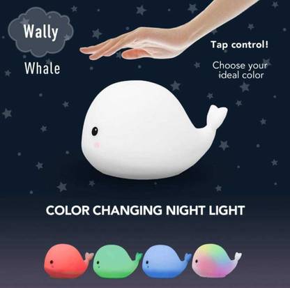 Raregets Silicone Whale Night Light,Multicolor Changing Light,USB Rechargeable,Room Decor Night Lamp
