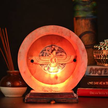 GLOBAL AROMA Himalayan Salt Lamp Natural 3D ahura mazda PERSIAN GOD Table Lamp