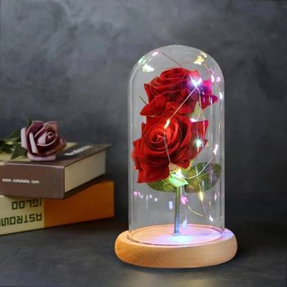 FOKRIM Galaxy Rose Flower With Butterfly LED Lights Everlasting Crystal Rose Flowers Table Lamp