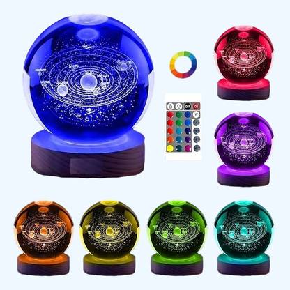 STARKENDY 3D Night Table Study Lamp With Wooden Base & USB Cable Switch, Party Decoration Night Lamp