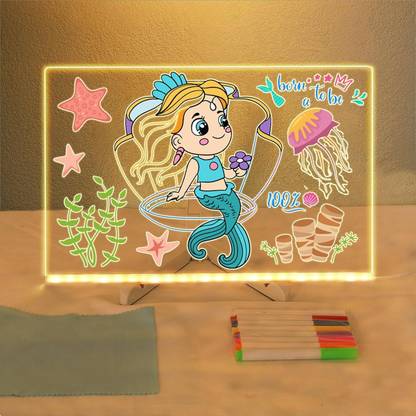 ZODZE 3d Acrylic LED Message Board, LED Writing Board With Pen Glowing Board 30 x 20cm Table Lamp
